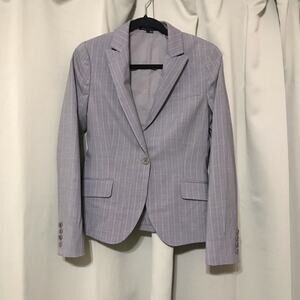 Theory Gray Pinstripe Women's Wool Blend Blazer Jacket